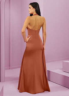 Barbie ♥ Azazie Bridesmaid Dresses Cedar Rose Mermaid Pleated Stretch Satin Dress image7