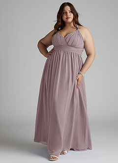 Azazie Ashia Brautjungfernkleider A-Linie Plissee Chiffon Kleid Dämmerung image7