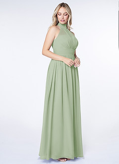 Azazie Iman Brautjungfernkleider A-Linie A-Linie Gerüscht Chiffon Kleid Staubiger Salbeigrün image7