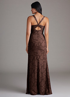 Azazie Mero Bridesmaid Dresses Ganache Sheath Pleated Floral Burnout Dress image3