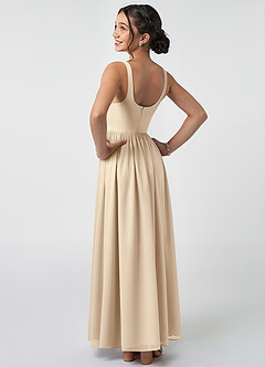 Azazie Keyla Junior Champagne A-Line Pleated Chiffon Dress image4