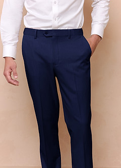 front Savile Blue Wool Blend Dress Pants