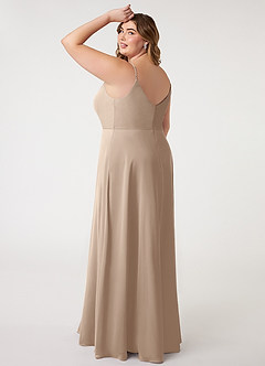 Azazie Daenerys Bridesmaid Dresses Taupe A-Line Cowl Chiffon Dress image11
