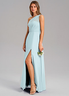 Azazie Phaedra Bridesmaid Dresses Mist A-Line One Shoulder Chiffon Dress image5