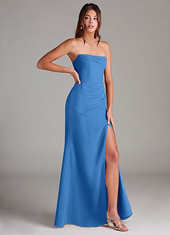Azazie Leonis Bridesmaid Dresses Blue Jay Sheath Strapless Chiffon Convertible Dress image8