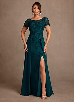 Azazie Alva Mother of the Bride Dresses Pine A-Line Lace Dress image1