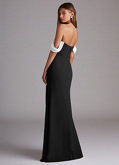 Azazie Saige Bridesmaid Dresses Ivory Black A-Line Off the Shoulder Chiffon Convertible Dress image8