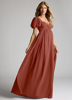 Azazie Madisynn Vestidos de dama de honra para maternidade Vestido Arco Comprimento do chão Chiffon image4