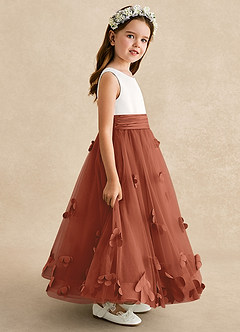 Azazie Vi Flower Girl Dresses Auburn A-Line Sleeveless Tulle Dress image7