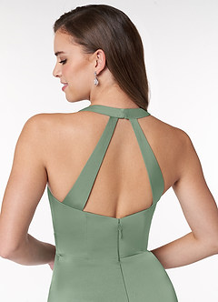 Azazie Ceria Sprzedaż ostateczna Linia A Satyna elastyczna Długość podłogi Sukienka image7