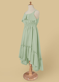 Azazie Karmen Flower Girl Dresses Dusty Sage A-Line Ruched Chiffon Dress image8