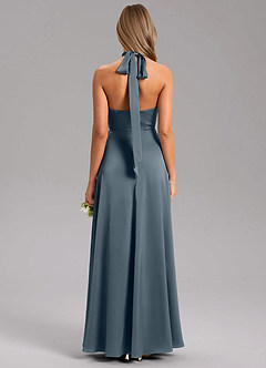 Azazie Tracie Bridesmaid Dresses Twilight A-Line Side Slit Stretch Satin Dress image2