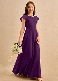 Azazie Kittie Girls Formal Robe Demoiselle D'honneur Fillette Robe Trapèze en Mousseline de soie Grain De Raisin image4