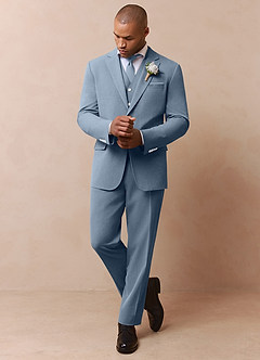front James Dusty Blue Structured Stretch 3-piece suit