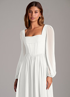 Azazie Maree Brautjungfernkleider A-Linie Korsett Chiffon Kleid Weiß image7