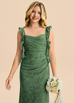 Azazie Jessamine Junior Eucalyptus Mermaid Sweetheart Neckline Floral Burnout Dress image6