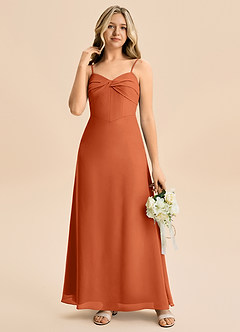 Azazie Jordyn Junior Burnt Orange A-Line Sweetheart Neckline Chiffon Dress image5