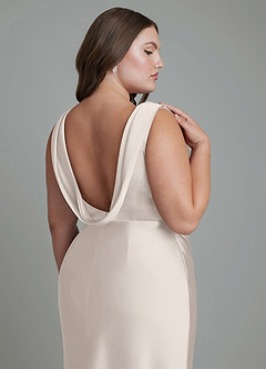 Azazie Kieryn Bridesmaid Dresses White Alabaster Mermaid Pleated Stretch Satin Dress image14