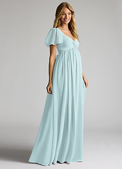 Azazie Madisynn Maternity Bridesmaid Dresses Bow Chiffon Floor-Length Dress image3