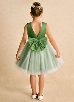 Azazie Esme Abiti da Ragazza di Fiori Abito Principessa in Tulle Fiocco Basilico image8