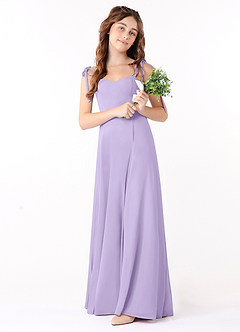 Azazie Rosey Junior Lilac A-Line Sweetheart Neckline Chiffon Dress image2