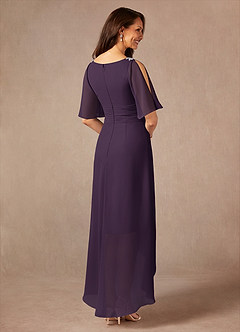 Azazie Pascual Mother of the Bride Dresses Plum A-Line Pleated Chiffon Dress image2