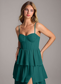 Azazie Alanna Brautjungfernkleider A-Linie Herzausschnitt Chiffon Kleid Pfau image2