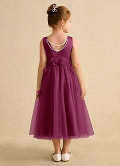 Azazie Lux Flower Girl Dresses Mulberry A-Line Beaded Tulle Dress image2