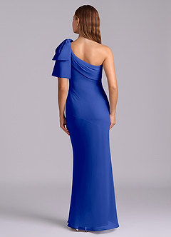 Azazie Yuanna Bridesmaid Dresses Royal Blue Mermaid One Shoulder Chiffon Dress image2