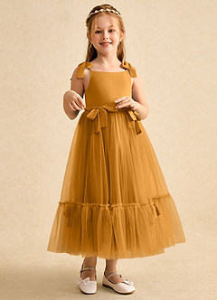 Azazie Jaci Sukienki dla dziewczynek sypiących kwiaty Linia A Pasek spaghetti Szyfon Długość kostki Sukienka image3