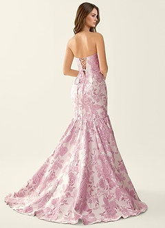 Jacinta Pink Floral Jacquard wrap Mermaid Prom Dress image2