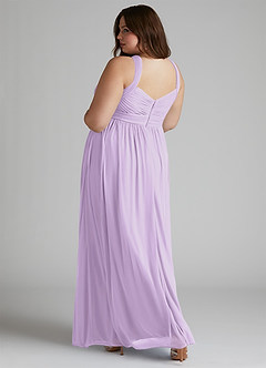 Azazie Hillian Bridesmaid Dresses Lilac A-Line Halter Pleated Mesh Dress image12