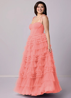 Barbie ♥ Azazie Bridesmaid Dresses Coral A-Line Sweetheart Neckline Tulle Dress image10