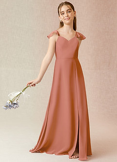 Azazie Everett Junior A-Linie Chiffon Kleid Mai Tai image2