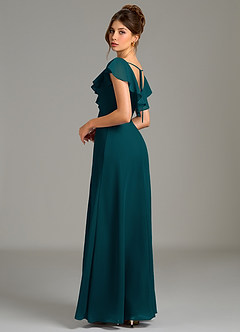 Azazie Kimmy Bridesmaid Dresses Pine A-Line Ruched Chiffon Dress image2