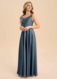 Azazie Popsy Junior Twilight A-Line Bow Stretch Satin Dress image4