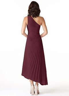 Azazie Kirra Abiti da Damigella Abito A-Line in Chiffon Monospalla Cabernet image2