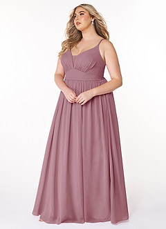 Azazie Rayna Final Sale Vintage Mauve A-Line V-Neck Pleated Chiffon Dress image9