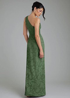 Azazie Akilah Jurken voor bruidsmeisjes Jurk van Bloemen Burn-out met Zeemeermin One-shoulder Eucalyptus image2