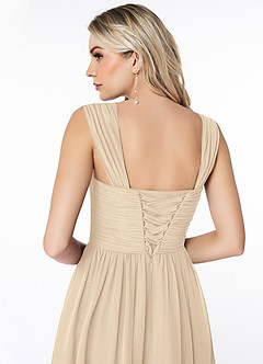 Azazie Angie Bridesmaid Dresses Champagne A-Line Corset Chiffon Dress image3