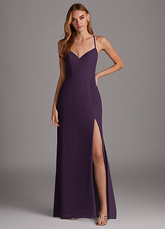 Azazie Manila Bridesmaid Dresses Plum Sheath V-Neck Chiffon Dress image1