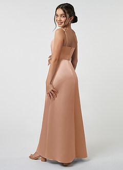 Azazie Anina Junior Champagne Rose A-Line Bow Matte Satin Dress image6