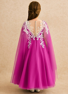 Azazie Dandelion Robe Demoiselle D'honneur Fillette Robe Princesse en Dentelle Fuchsia image2