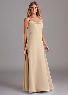 Azazie Daenerys Bridesmaid Dresses Champagne A-Line Cowl Chiffon Dress image5