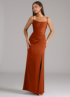 Azazie Marla Bridesmaid Dresses Burnt Orange Sheath Strapless Stretch Satin Convertible Dress image7