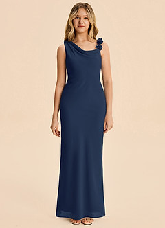 Azazie Sia Junior Dark Navy Sheath Chiffon Dress image6