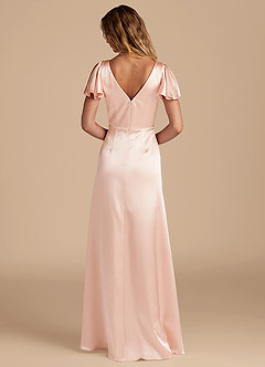 Azazie Soren Final Sale Rose Gold A-Line Pleated Metallic Satin Dress image5