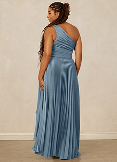 Christian Siriano Bridal for Azazie 1008 Robes de demoiselle d'honneur Robe Trapèze en Satin extensible Ue épaule Bleu Poussiéreux image10