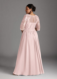 Azazie Mirielle Mother of the Bride Dresses Blushing Pink A-Line Scoop Lace Chiffon Dress image8