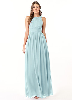 Azazie Luz Bridesmaid Dresses Sea Glass A-Line Lace Chiffon Dress image1